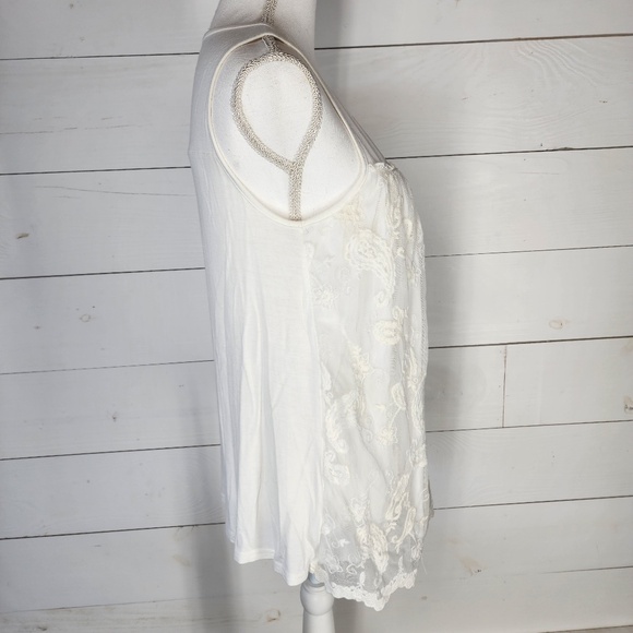 Ember White Lace Sleeveless Boho Top- Flowy Blouse Women's SMALL - Picture 7 of 10